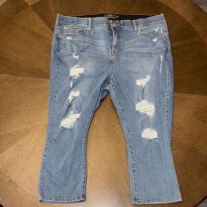 Torrid Blue Ankle Cropped Distressed Jeans